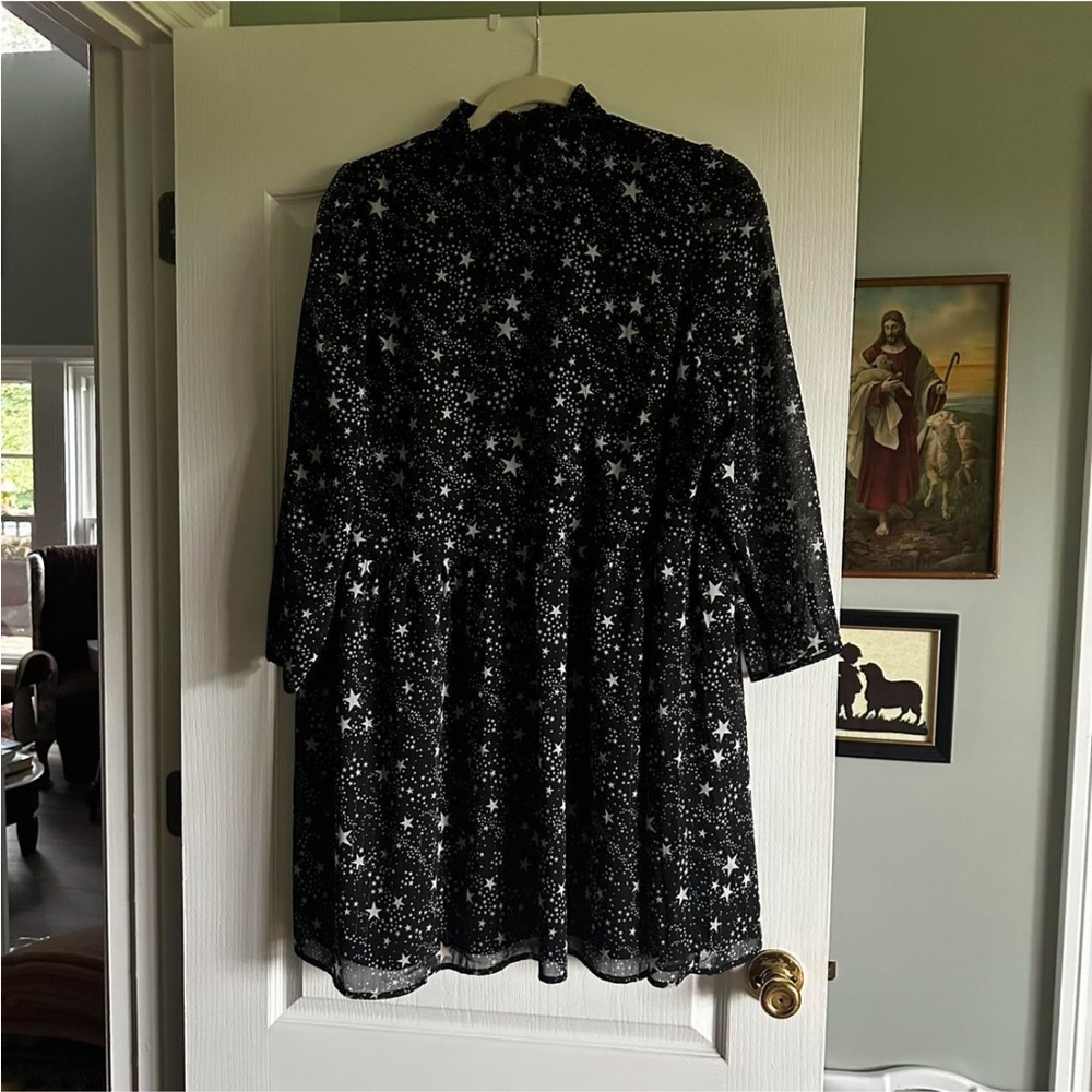 Modcloth Black and White Starry Mini Dress